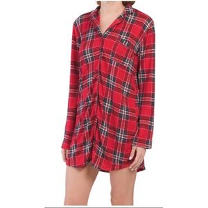 COPY - LETS GET COZY Plaid Notch Collar Nightshirt